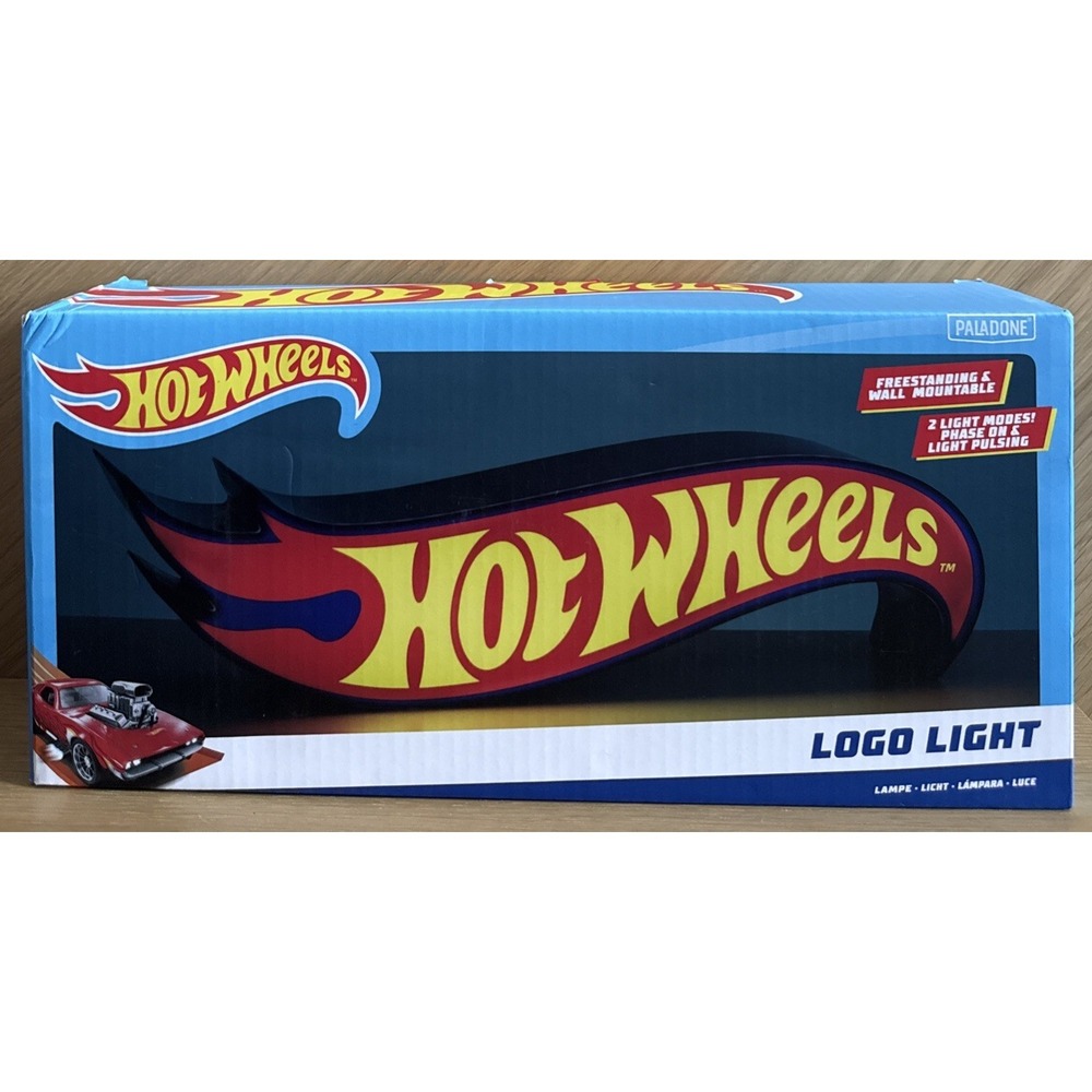 Hot Wheels LED Logo Light - Light-Up Night Light 12" x 4" x 3"